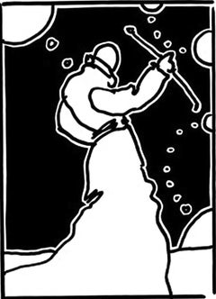 Sage with Cane, Black & White, Peter Max