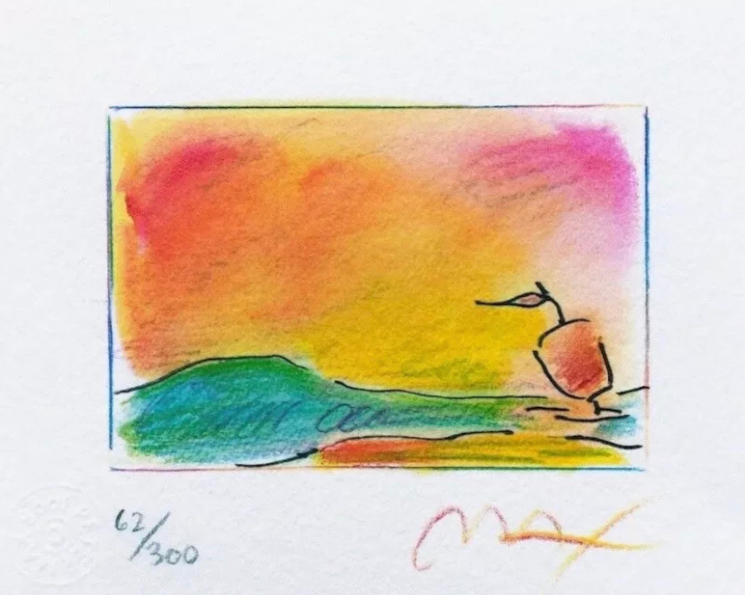 Artist: Peter Max (1937)
Title: Sailboat Series III
Year: 1998
Edition: 62/300, plus proofs
Medium: Lithograph on Coventry Smooth paper
Size: 4.75 x 5.75 inches
Condition: Excellent
Inscription: Signed and numbered by the artist.
Notes: Published by