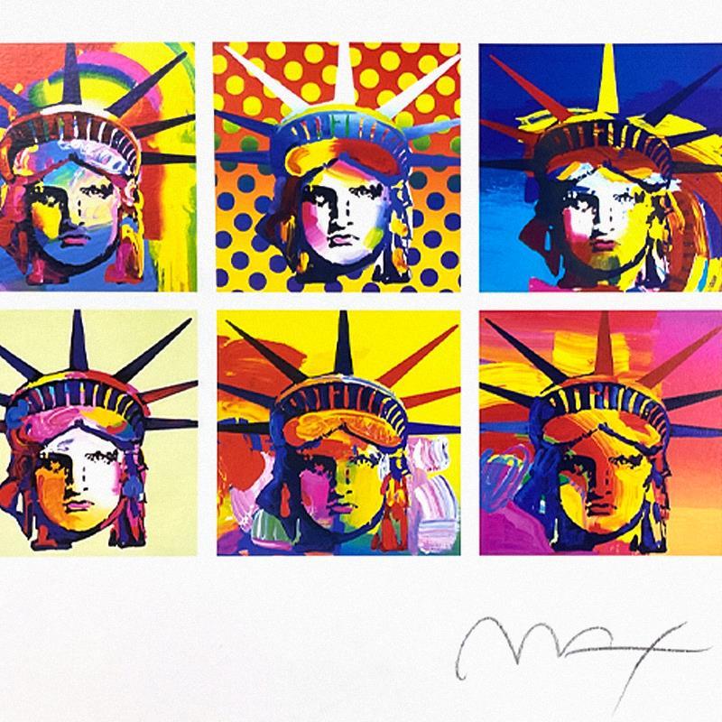 Lithographie encadrée « Six Liberties » en édition limitée - Print de Peter Max