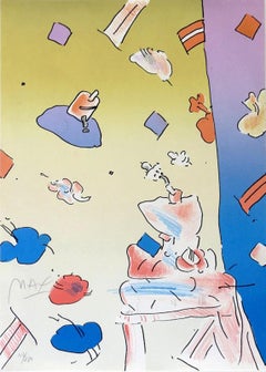 Soft Chair and Wall, Psychedelic Art Hand-Colored Lithograph by Peter Max