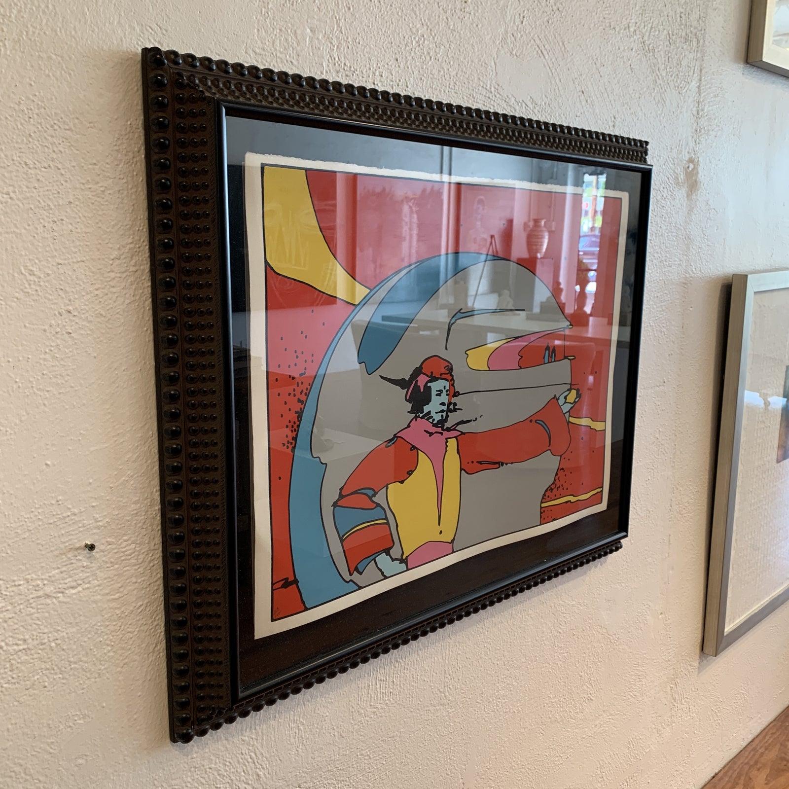 Vintage Peter Max
Framed at Brooks & Black out of Atlanta. Signed and Numbered. Does not come with COA - This is #29 of #100 prints. In excellent condition.

Item Details
A fantastic Peter Max (New York, b. 1937) original serigraph on Arches paper,