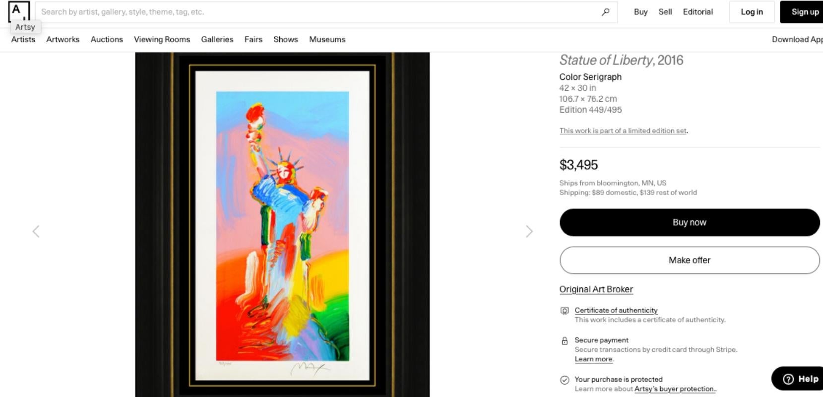 Peter Max Statue of Liberty (Signed, Stamped & Numbered) - Framed Print For Sale 1