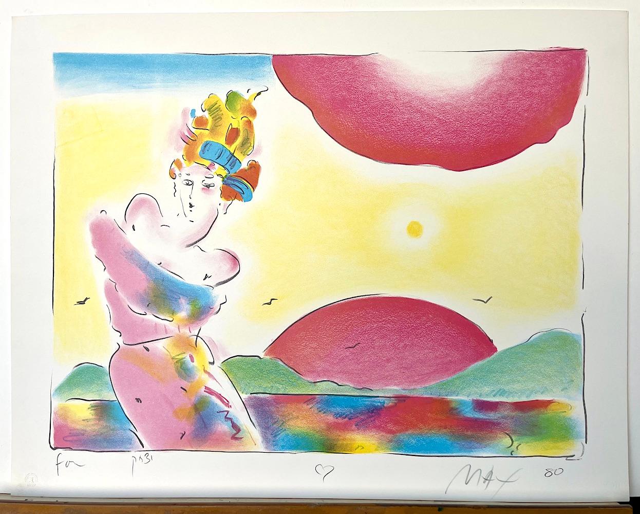 SUNRISE II Litografia firmata Paesaggio Pop Art, Eleganza Donna Fuori Spalla in vendita 4