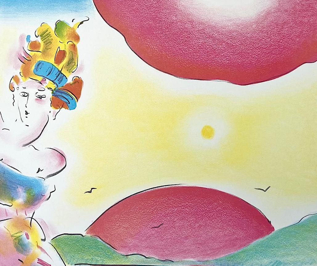 SUNRISE II Litografia firmata Paesaggio Pop Art, Eleganza Donna Fuori Spalla in vendita 1