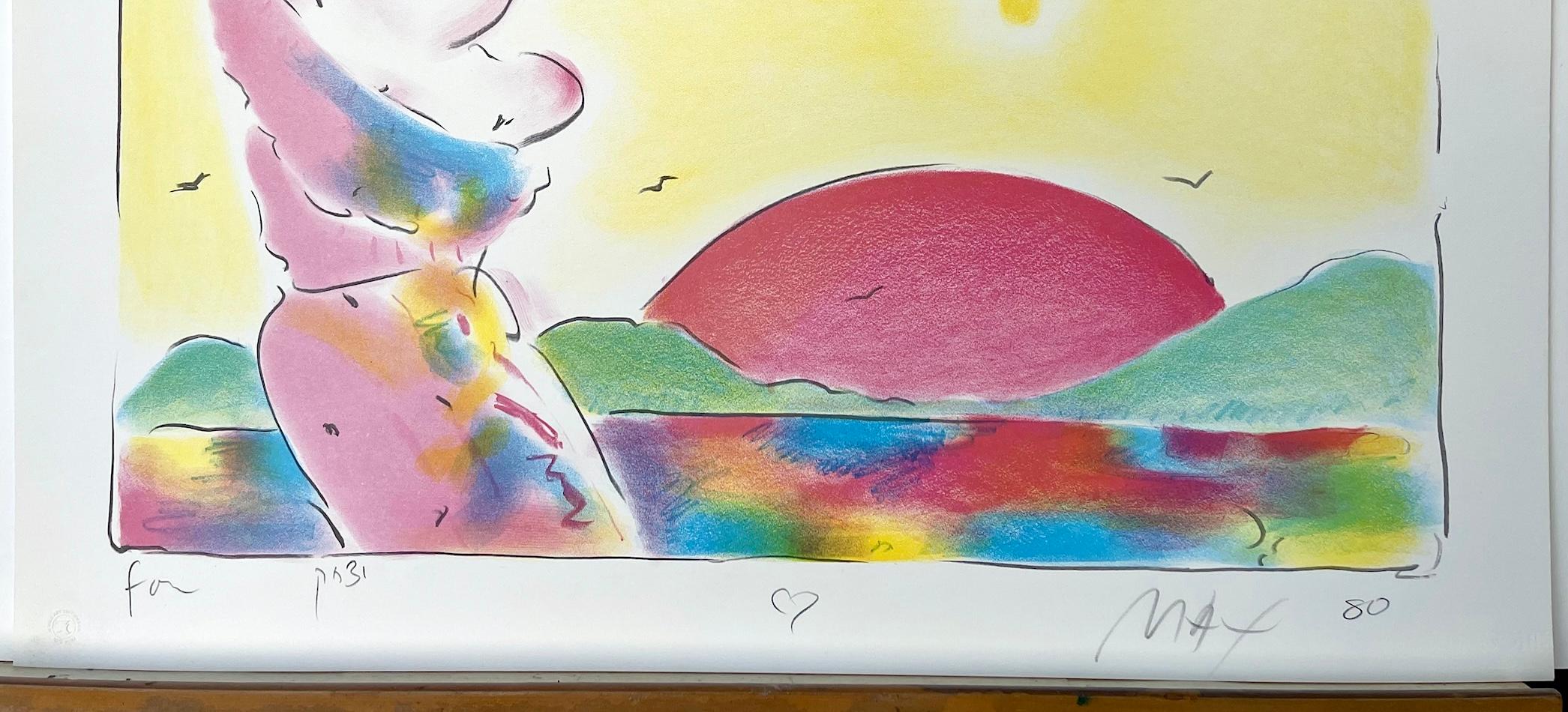 SUNRISE II Litografia firmata Paesaggio Pop Art, Eleganza Donna Fuori Spalla in vendita 3