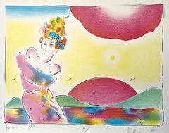 SUNRISE II Litografia firmata Paesaggio Pop Art, Eleganza Donna Fuori Spalla
