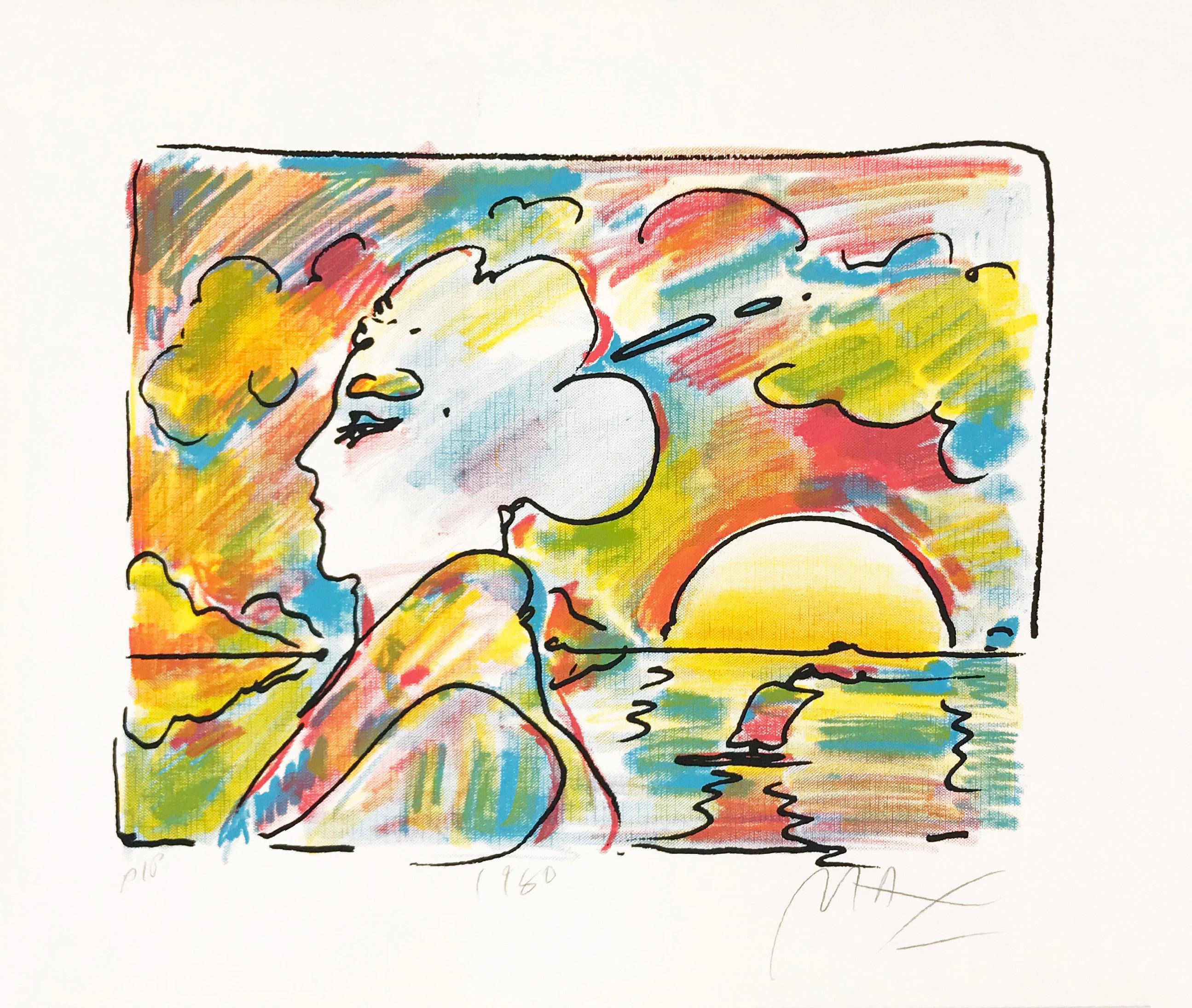 SUNSET PROFILE - Print by Peter Max
