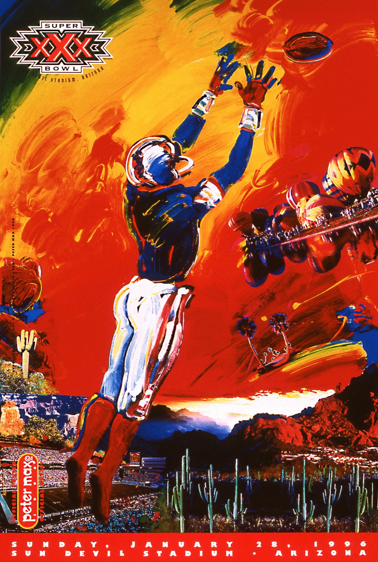Peter Max Landscape Print - Super Bowl XXX - THE PLAYER