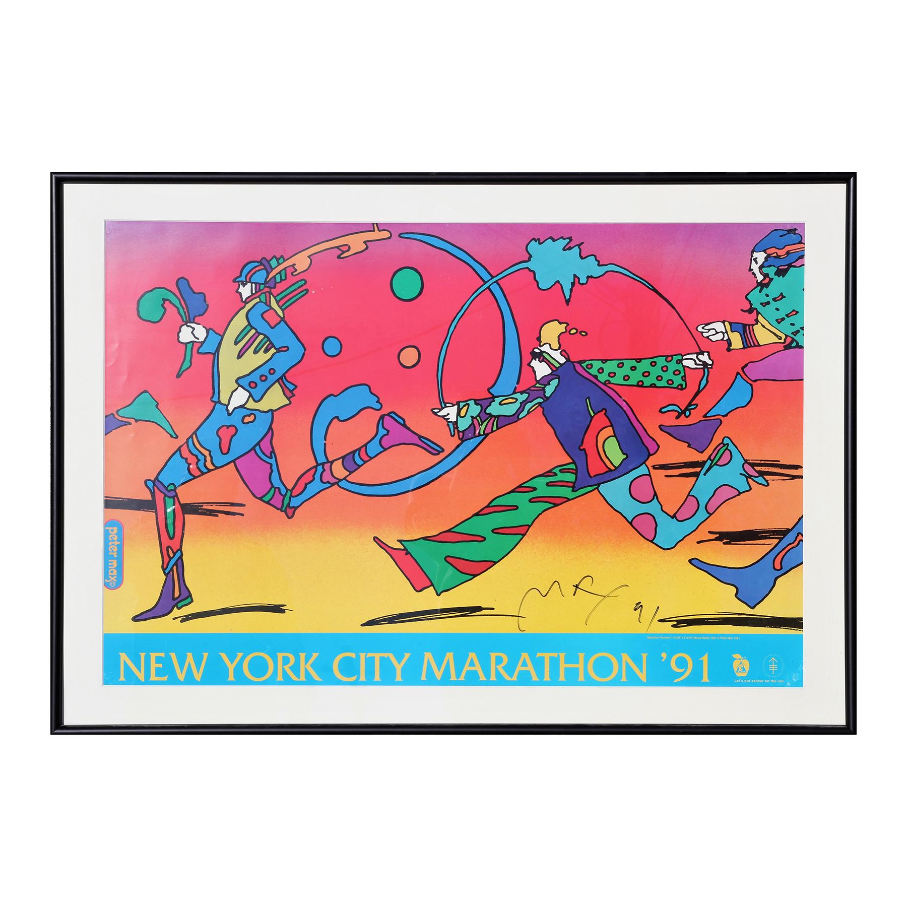 Affiche originale du Marathon Technicolor New York City - Print de Peter Max
