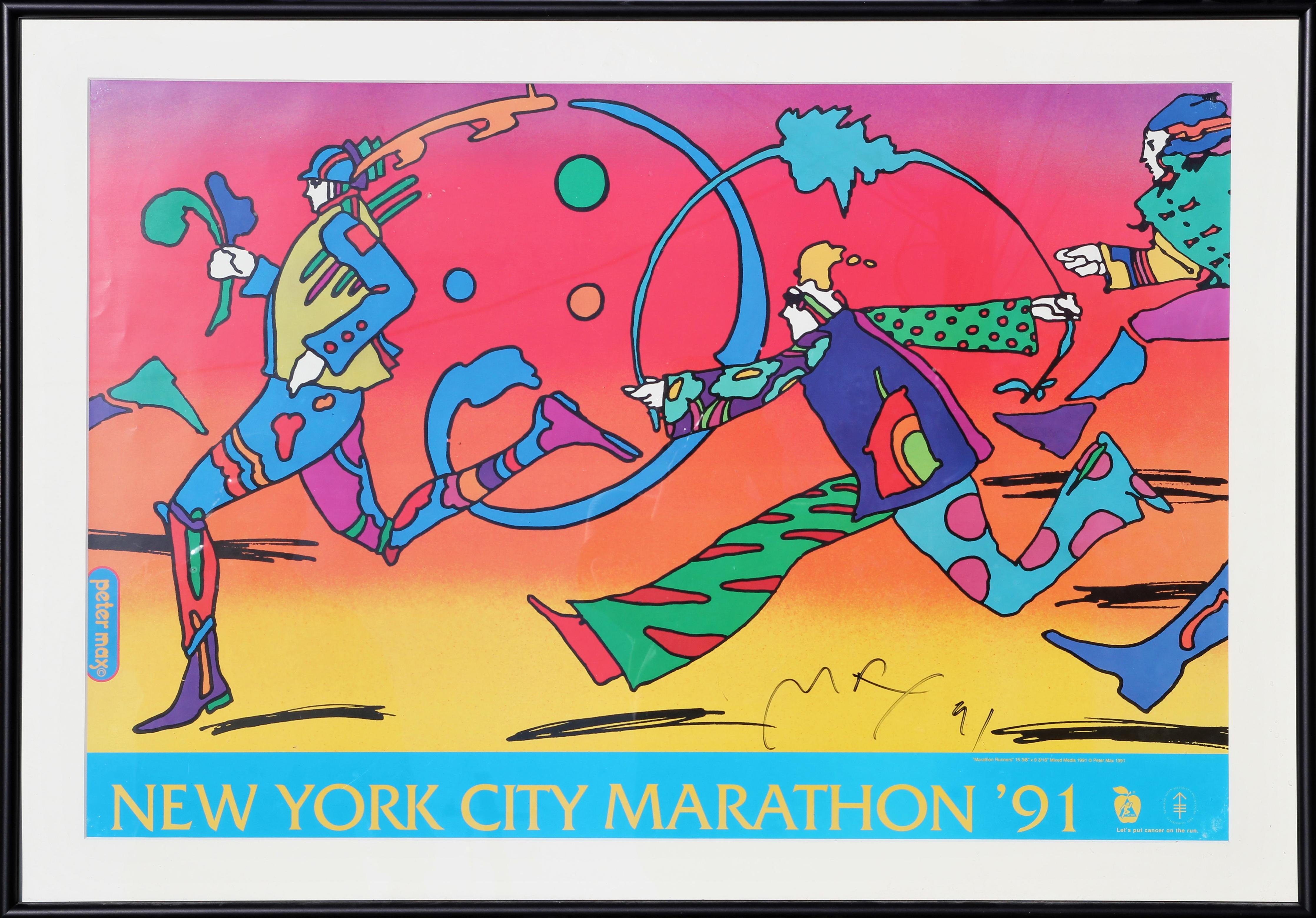 Peter Max Figurative Print - Technicolor New York City Marathon Original Poster