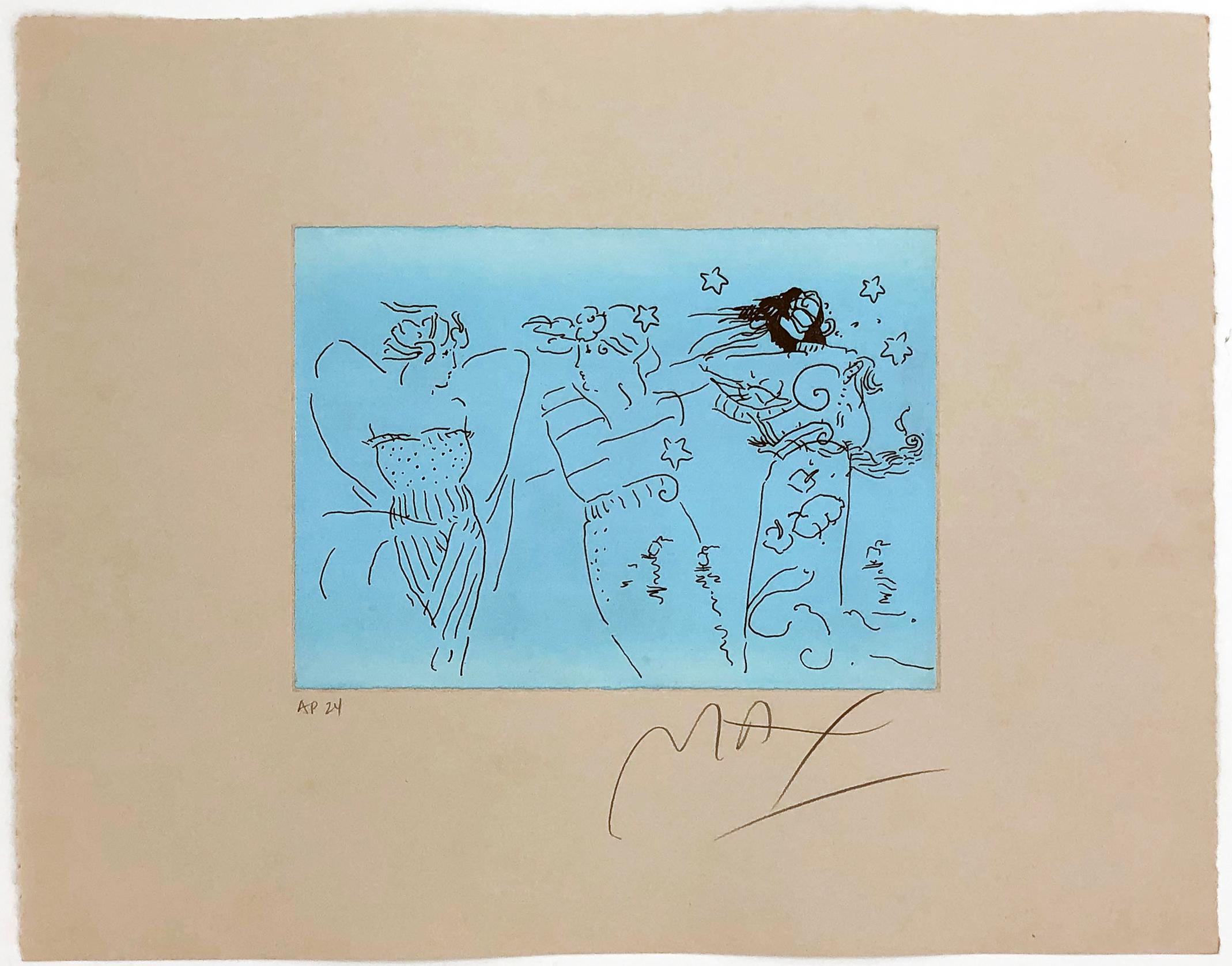 Complete suite of 6 hand signed and numbered etchings.  Includes hand signed binder.  Numbered AP 24 (aside from the main edition of 100).  Sheet size is 15 x 19 inches each.  Image size is 7.5 x 10 inches each.

Etchings are in excellent condition.