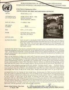 Il mondo migliore, Peter Max, litografia WFUNA in edizione limitata firmata a mano