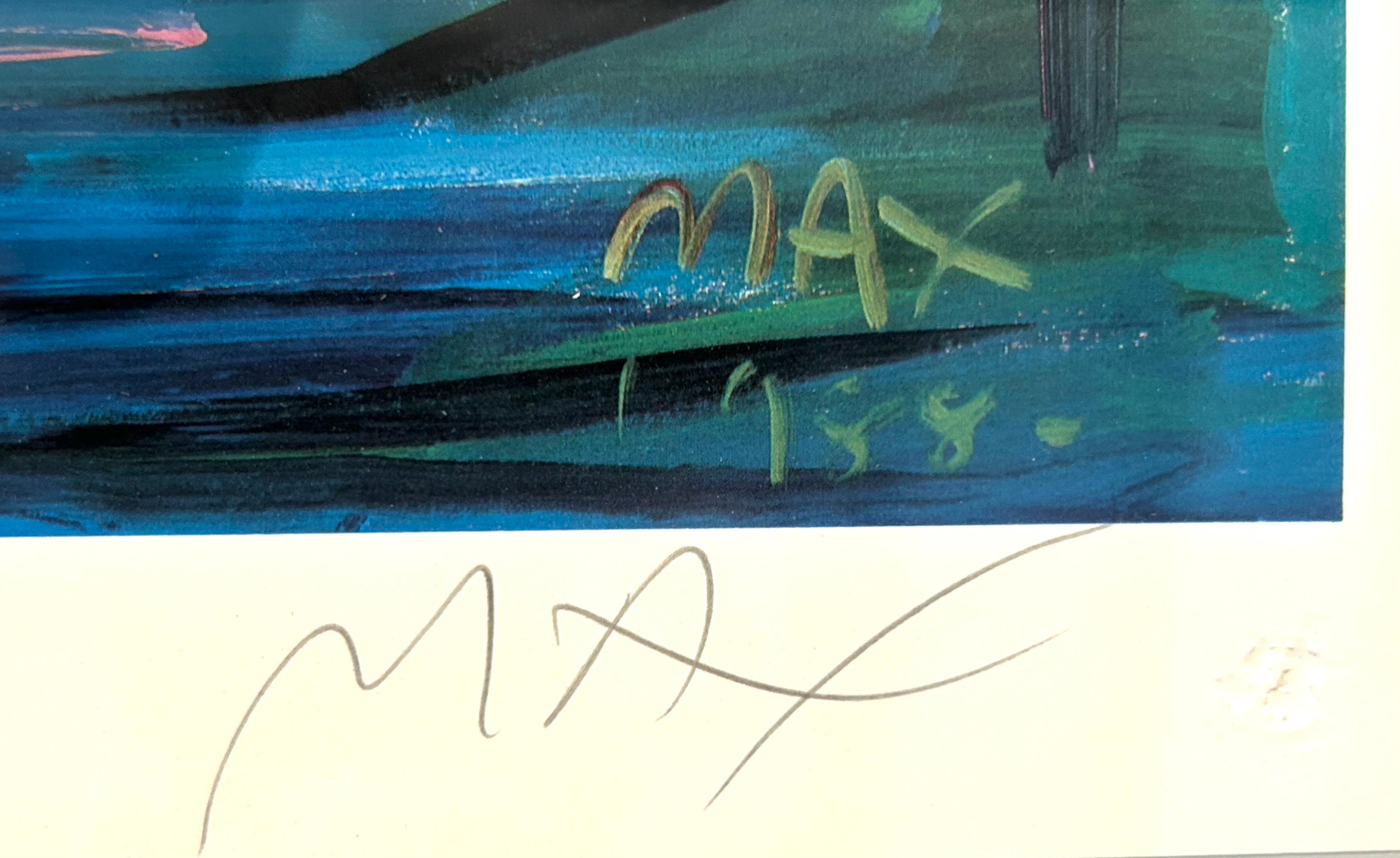 The Better World, Peter Max, hand signed limited edition WFUNA lithograph For Sale 2