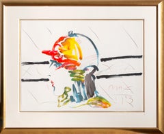 Handverschönerte Lithographie „Jockey“ von Peter Max