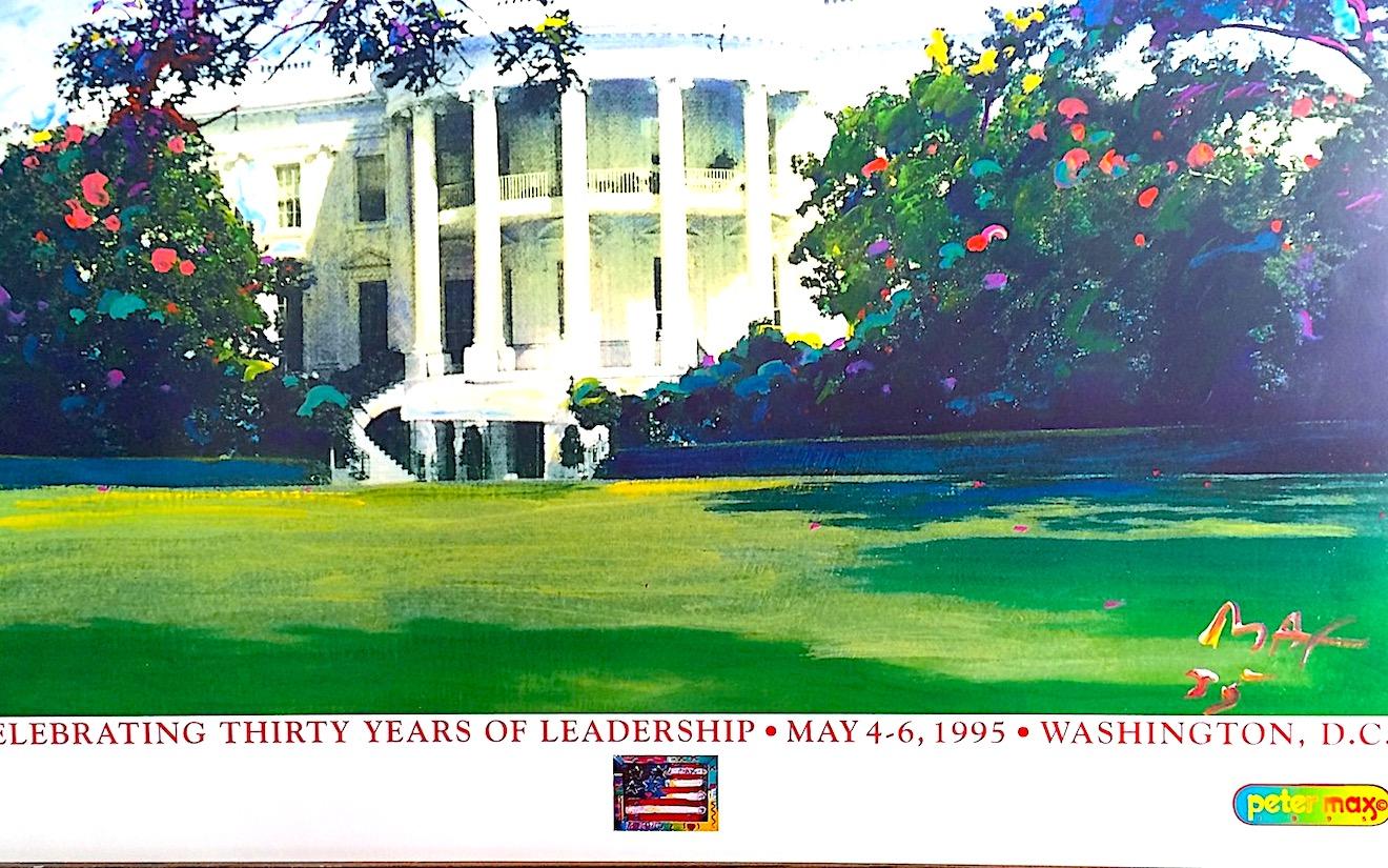 THE WHITE HOUSE FELLOWS Rare Art Poster, Washington DC, Pop Art Rainbow Colors - Gray Portrait Print by Peter Max