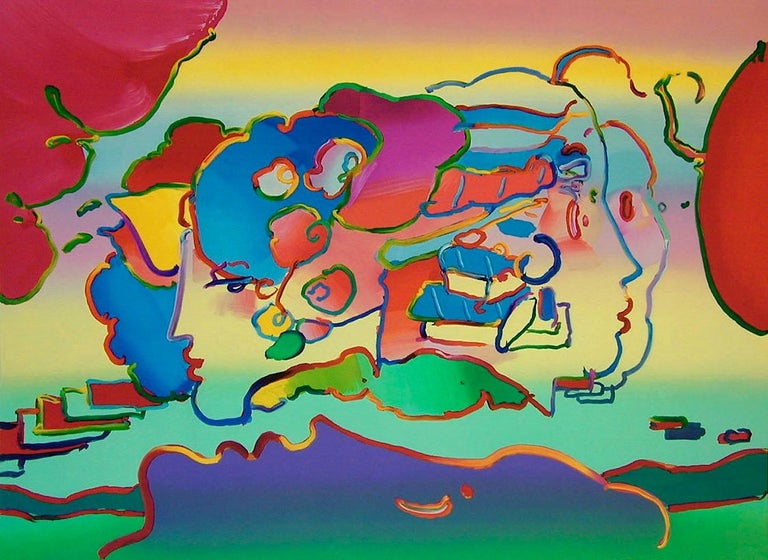 Peter Max - Three Faces, Signed Limited Edition Lithograph, Pop Art