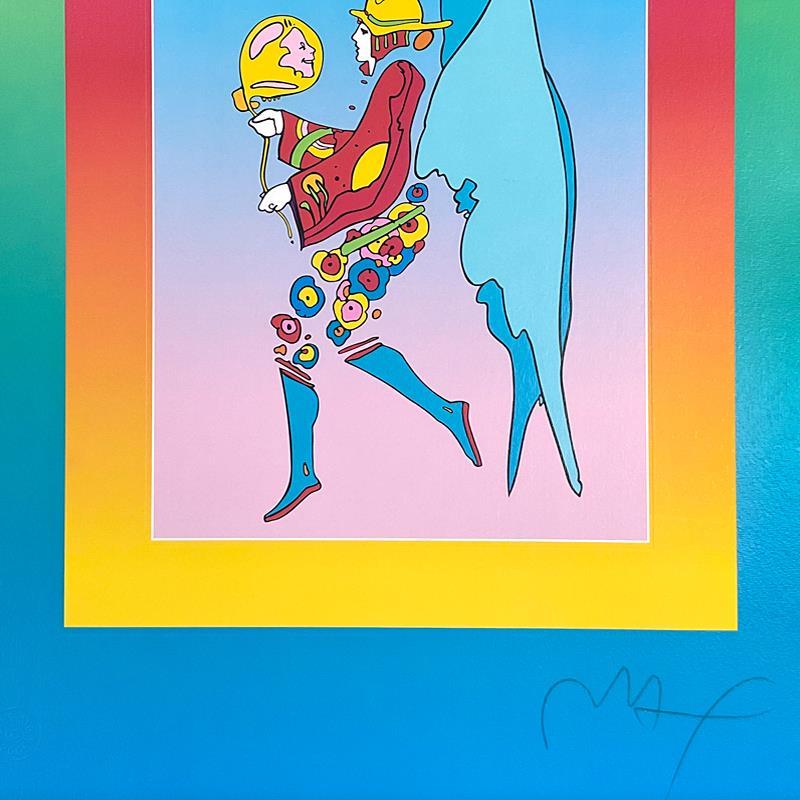Gerahmte Lithographie „Tip Toe Floating on Blends“ in limitierter Auflage – Print von Peter Max