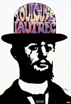Toulouse Lautrec, Signed Original 1967 Vintage Offset Lithograph Psychedelic 