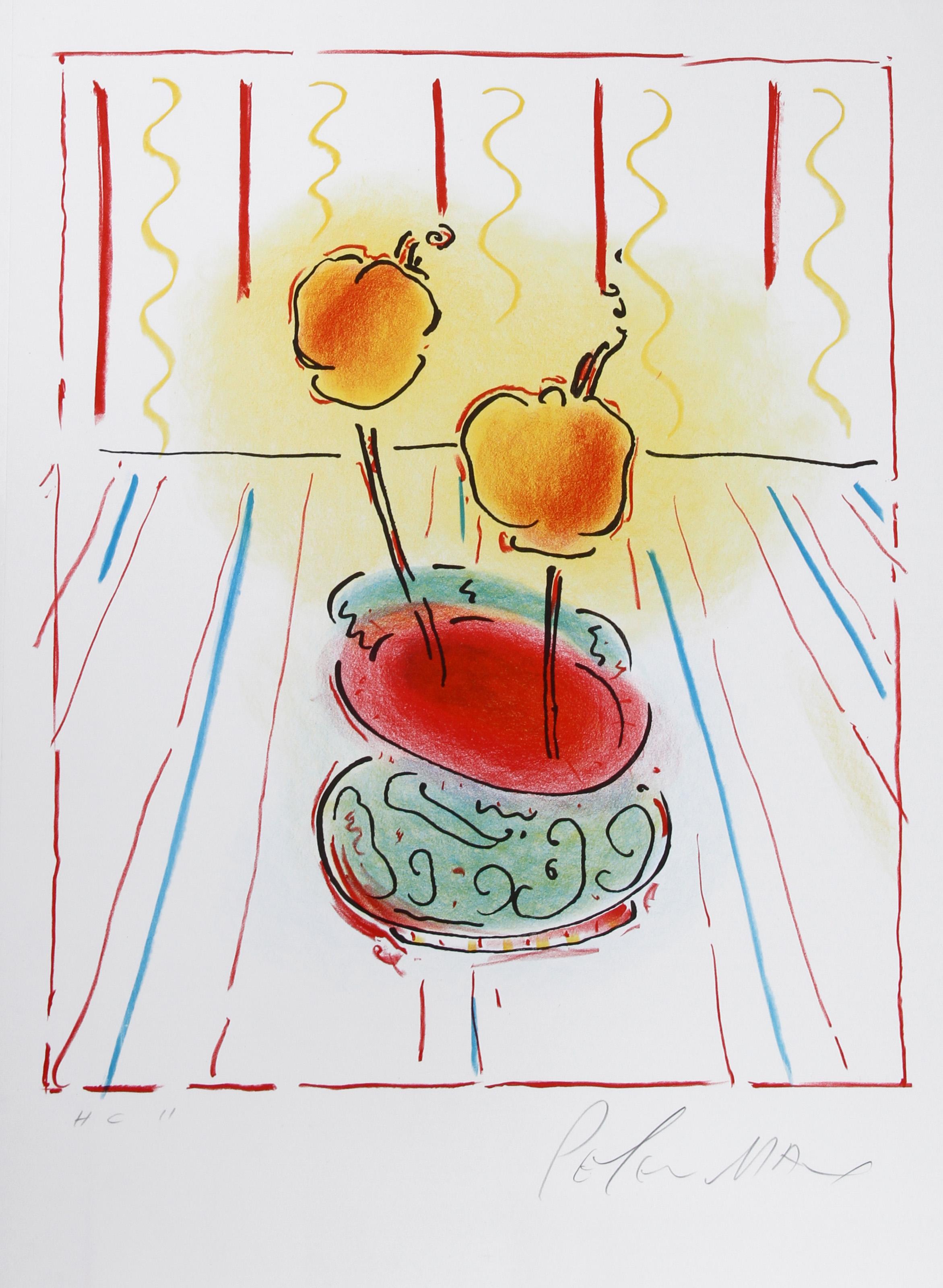 Peter Max, German/American (1937 - ) - Two Flowers, Year:  1980, Medium:  Lithograph, signed in pencil, Edition:  165, H/C, Image Size:  22 x 18.5 inches, Size:  28 in. x 21 in. (71.12 cm x 53.34 cm)