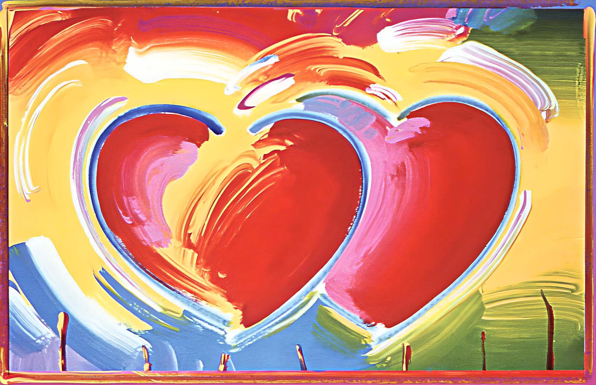 Two Hearts on Blends, Peter Max For Sale 1
