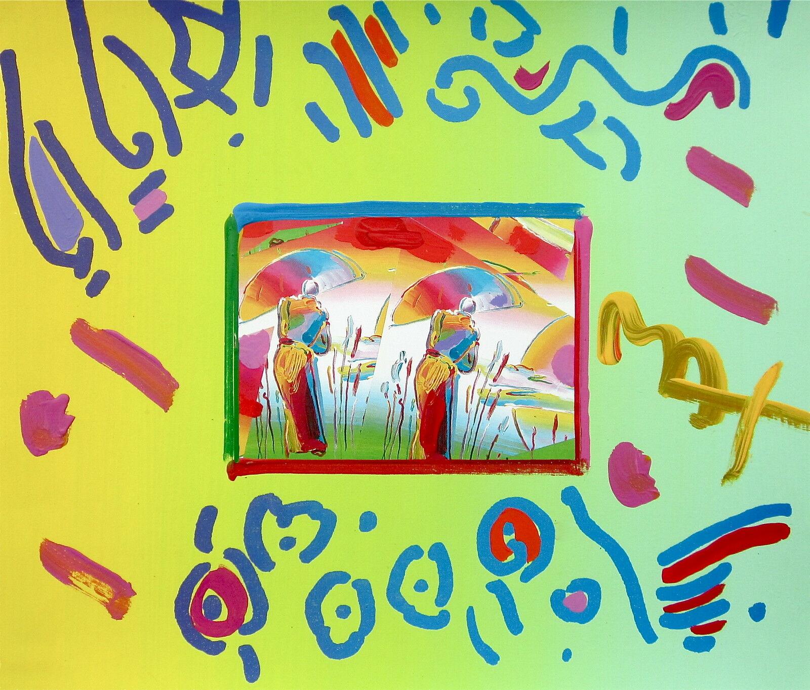 Artist: Peter Max (1937)
Title: Two Sages
Year: 1998
Medium: Lithograph and acrylic on Arches paper
Size: 12 x 14 inches
Condition: Excellent
Inscription: Signed and by the artist.

PETER MAX (1937- ) Peter Max has achieved huge success and