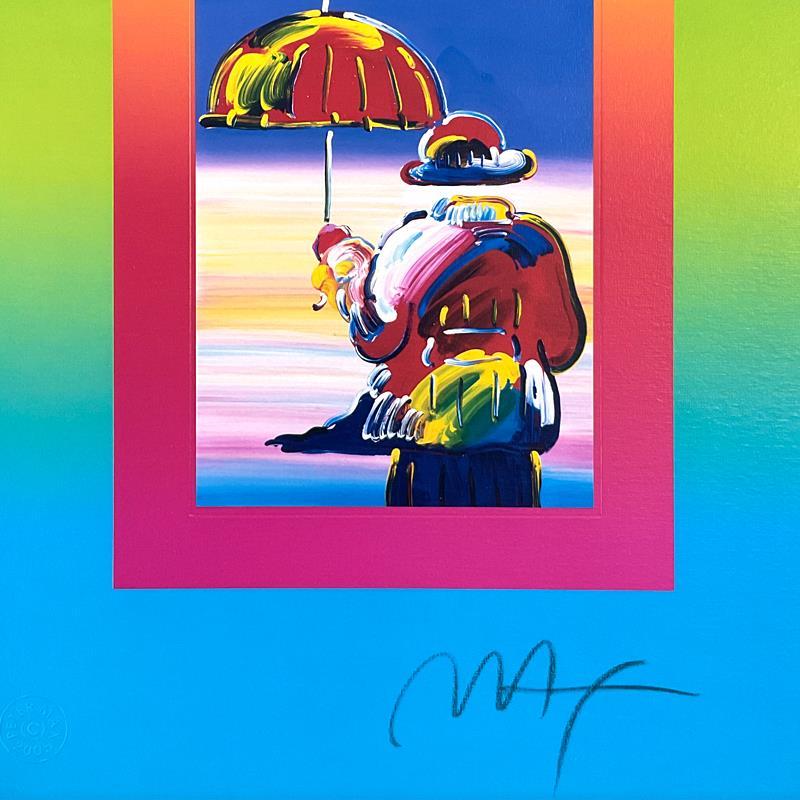 Lithographie encadrée « Umbrella Man », édition limitée - Print de Peter Max