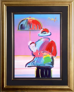 Umbrella Man, Mixed Media Painting by Peter Max