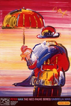 Umbrella Man, Original 1999 Lithograph, Peter Max -SIGNED