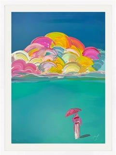 Umbrella Man With Rainbow Sky (large framed signed serigraph)