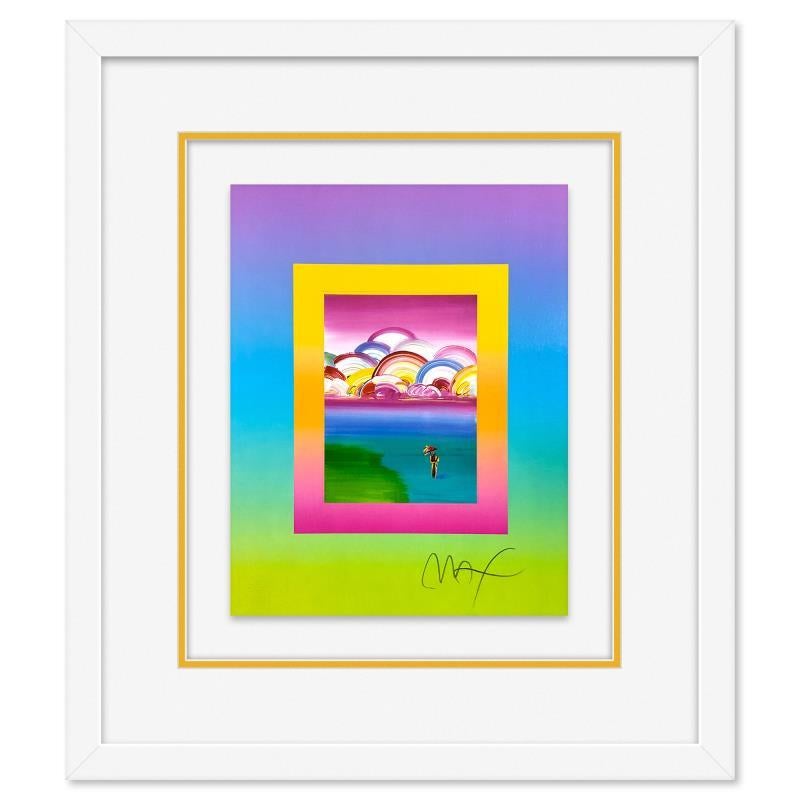 Peter Max Print - "Umbrella Man with Rainbow Sky on Blends" Framed Limited Edition Lithograph