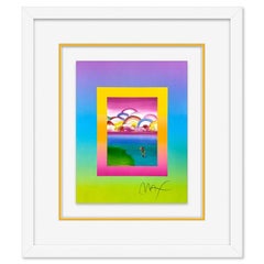 "Umbrella Man with Rainbow Sky on Blends" Framed Limited Edition Lithograph