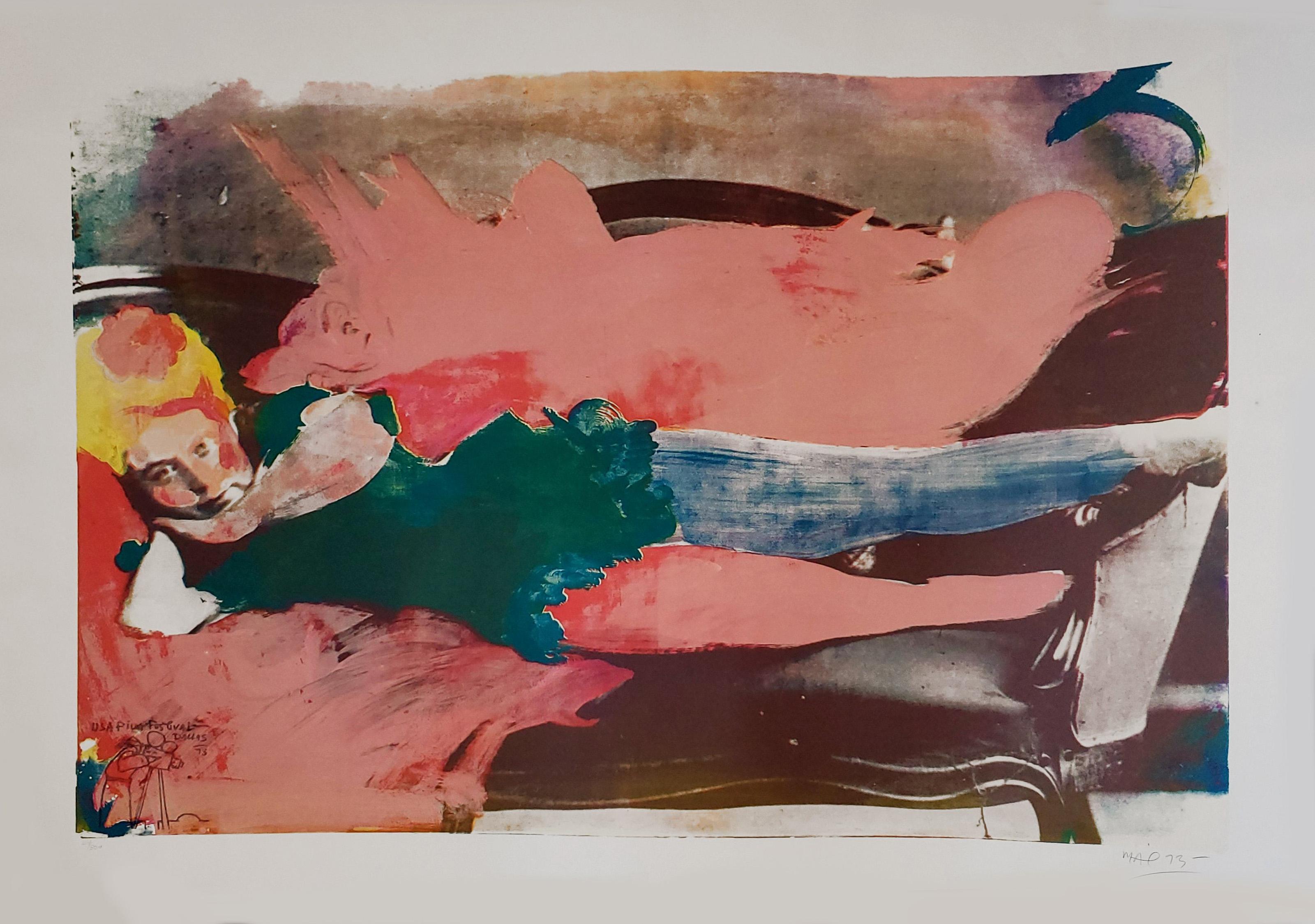 Peter Max, German/American (1937 - ) - USA Film Festival, Dallas (Pink), Year:  1973, Medium:  Screenprint, signed and numbered in pencil, Edition:  124/300, Image Size:  27.25 x 39 inches, Size:  36.25 x 47 in. (92.08 x 119.38 cm), Description:  A