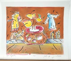 VASE IN ROOM II Signed Lithograph, Monks, Yogic Flying, Vase Flowers, Pop Art