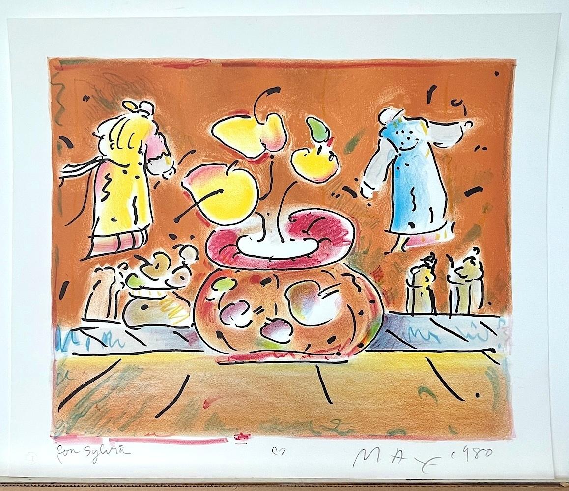 VASE IN ROOMS II Signierte Lithographie, Pop Art Interieur, Braune Vase, Yogisches Fliegen im Angebot 3