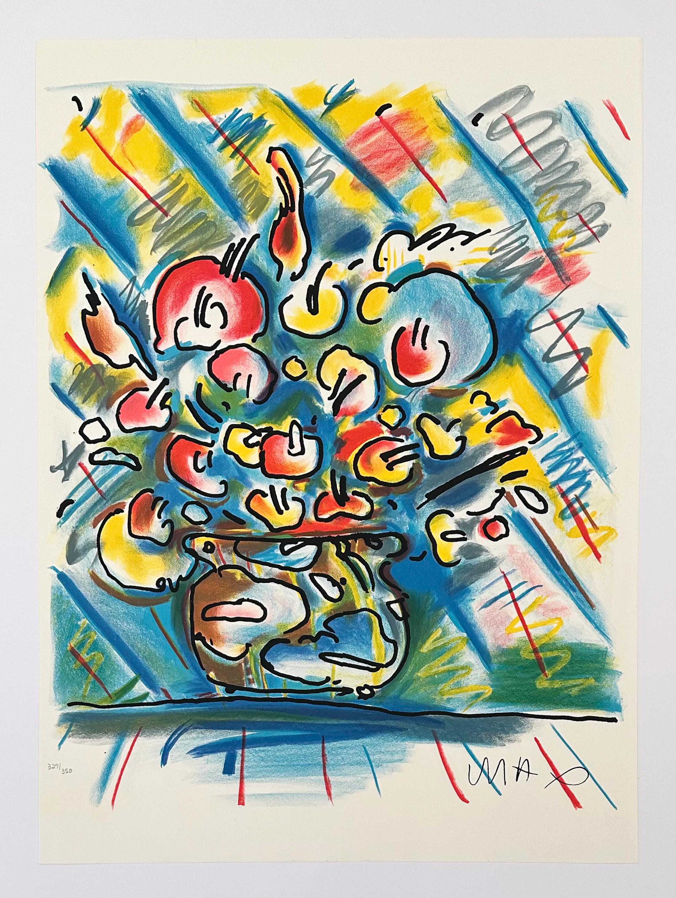 Vase of Flowers - Contemporary Print by Peter Max