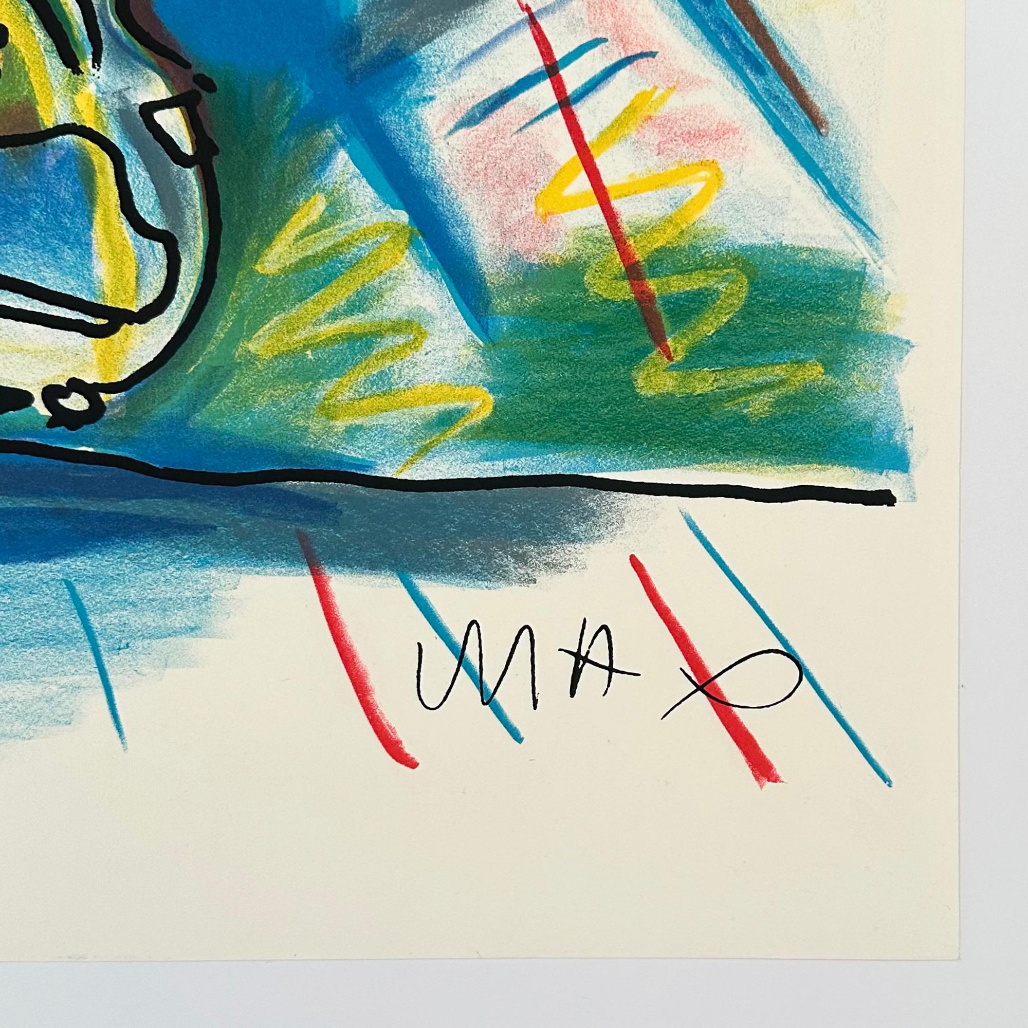 Vase of Flowers - Beige Abstract Print by Peter Max
