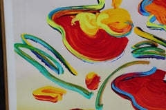 Vase of Flowers Hand Colored Modern Abstract Lithograph