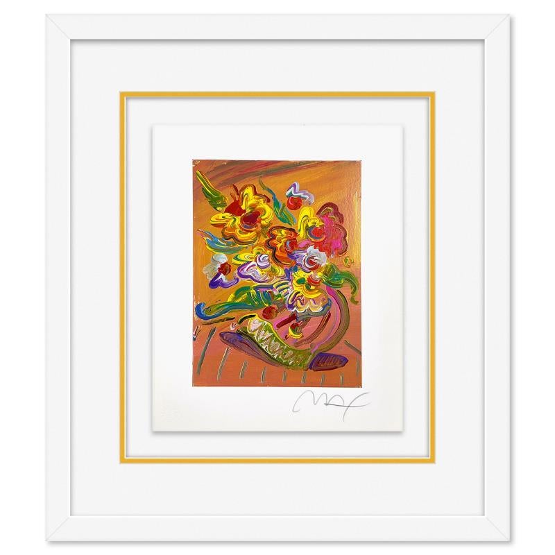 Peter Max Print – Gerahmte Lithographie „Vase of Flowers XI“ in limitierter Auflage