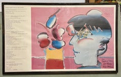 Affiche vintage des années 1970, droits d'artiste, pop art, signée à la main Peter Max