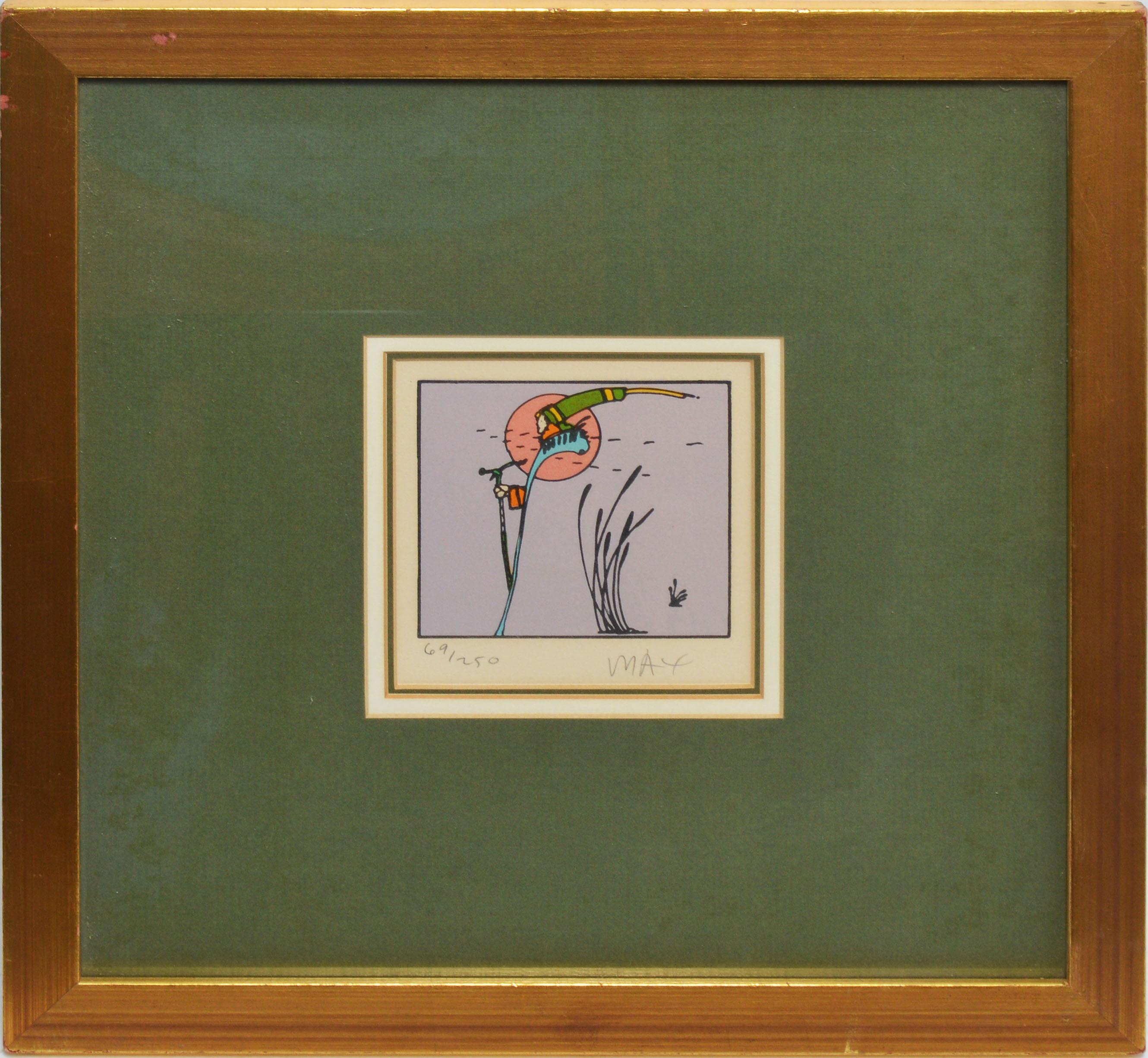 Vintage Peter Max signed and numbered lithograph circa 1970.  Excellent Condition.  Image size, 4.5"L x 4.5"H, overall 14.5"L x 14.5"H.