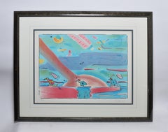 Vintage Pop Art Original Peter Max Lithograph "Sailboats"