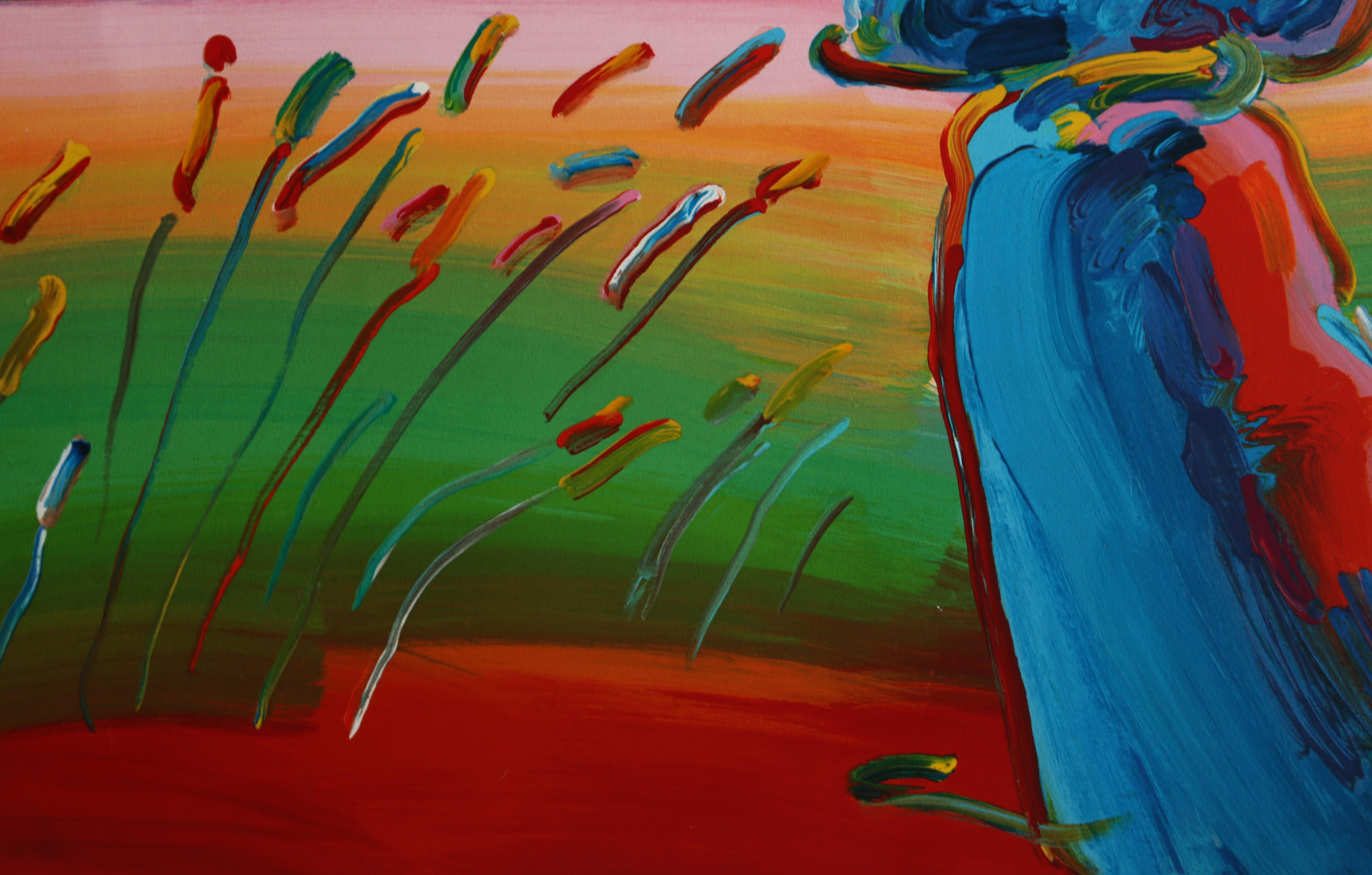Walking in the Reeds - Beige Figurative Print by Peter Max