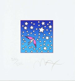 Winged Flyer In Space, Ltd Ed Litho (Mini 4.875" x 4.5"), Peter Max SIGNED