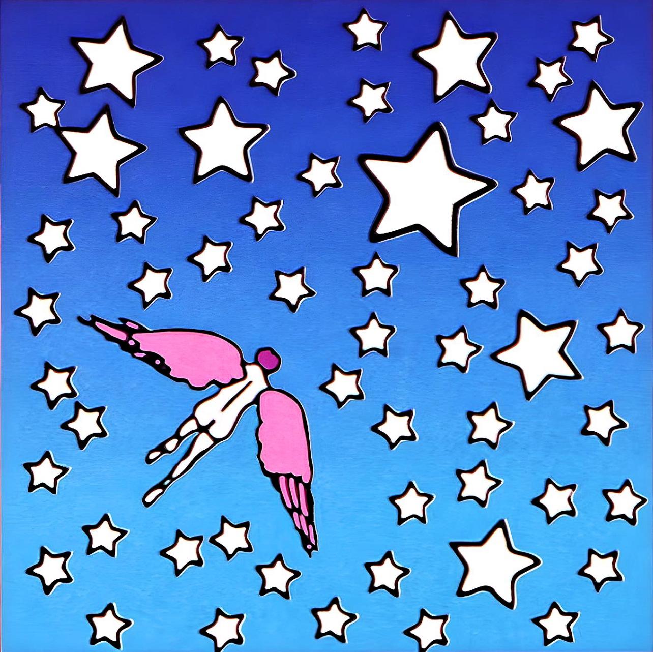 Artist: Peter Max (1937)
Title: Winged Flyer In Space
Year: 2002
Edition: 500/500, plus proofs
Medium: Lithograph on archival paper
Size: 4.87 x 4.5 inches
Condition: Excellent
Inscription: Signed and numbered by the artist.
Notes: Published by Via