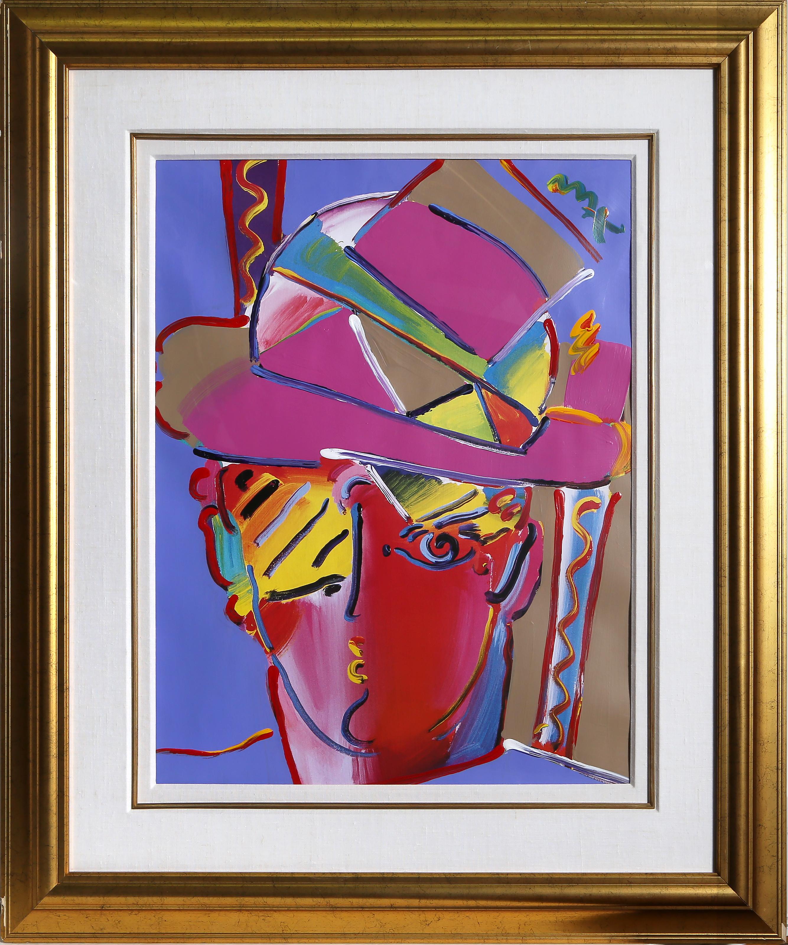 An original acrylic painting over lithograph by American Pop Artist, Peter Max.  It is said that Max
s Zero character is a self-portrait.  The work is very nicely matted and framed in gold.

Zero Prism by Peter Max, German/American (1937)
Date: