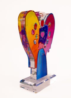 Peter Max Angel with Heart 18” Signed 2014 Acrylic Sculpture