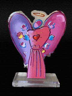 Einzigartige Acryl-Skulptur „Engel mit Herz – Version #195“ von Peter Max „Angel With Heart“ 2018 – großformatig