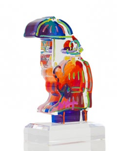 Peter Max Umbrella Man III Signed Hand Painted Acrylic Sculpture 12.5" 2018