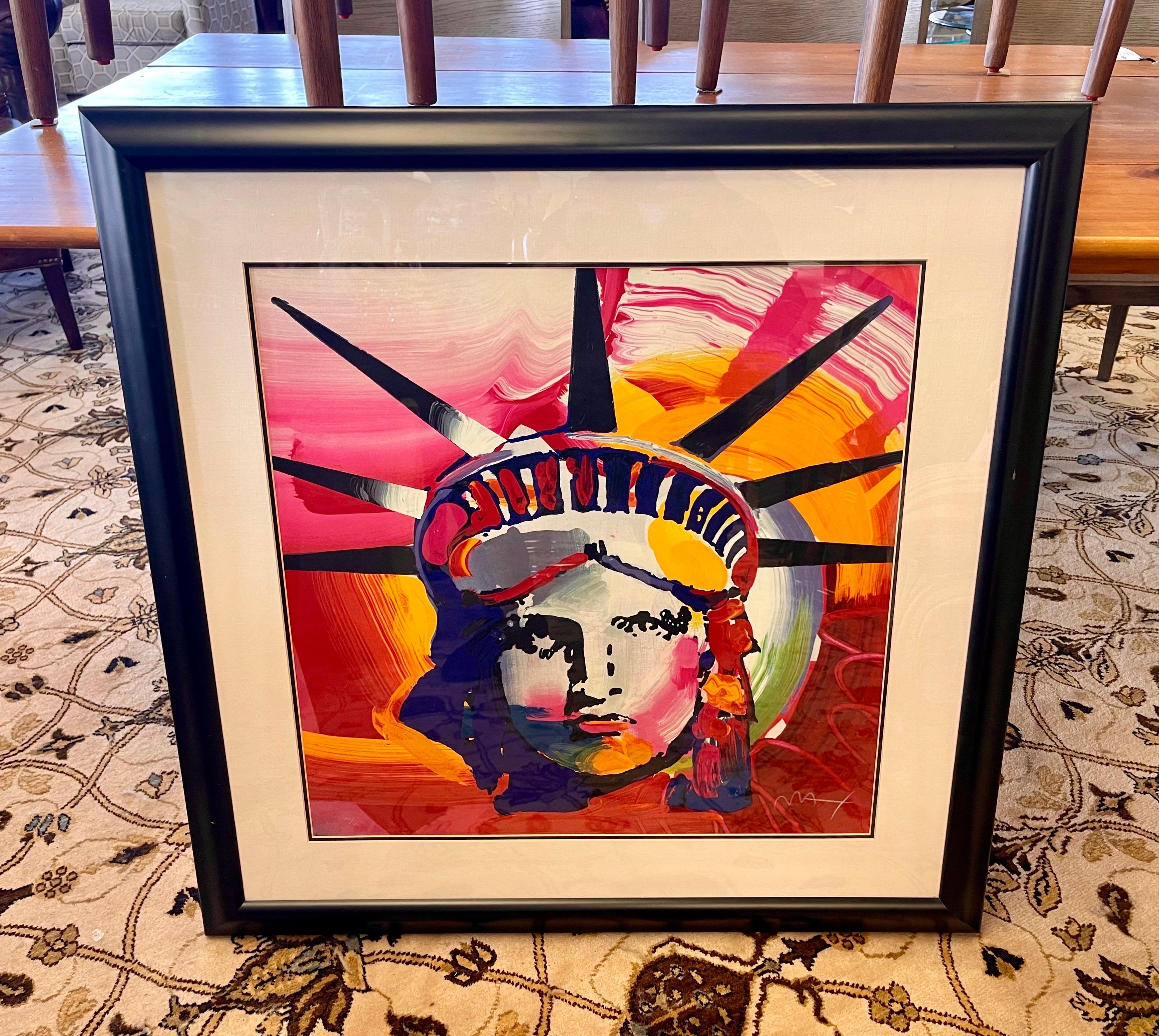 Post-Modern Peter Max Signed Liberty Head Limited Edition 240/300 Abstract Lithograph 