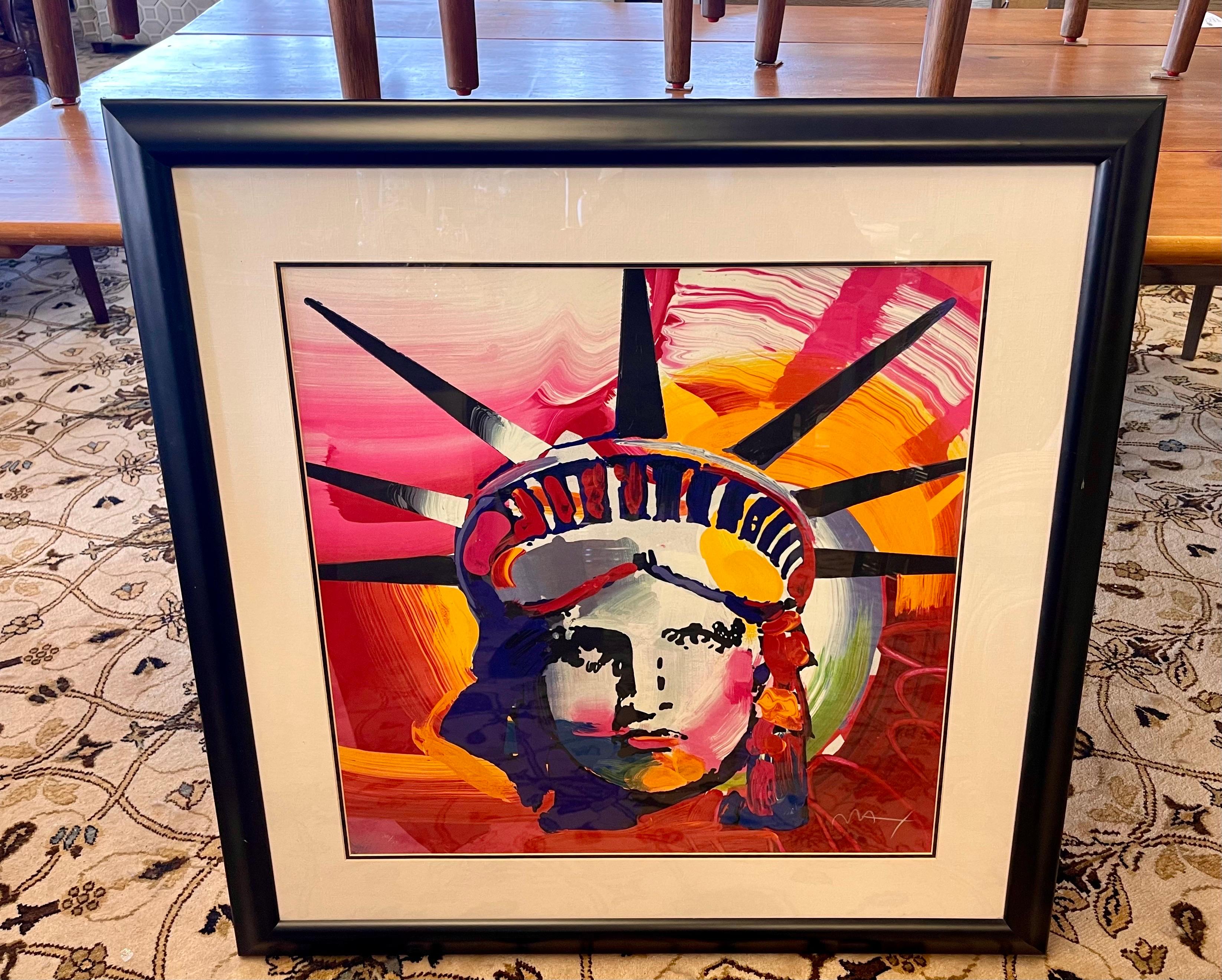 Peter Max Signed Liberty Head Limited Edition 240/300 Abstract Lithograph  In Good Condition In West Hartford, CT